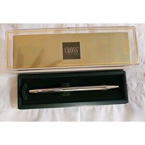Vintage CROSS Ballpoint Pen with Interpak P-1043-MI Case - Silver/Black